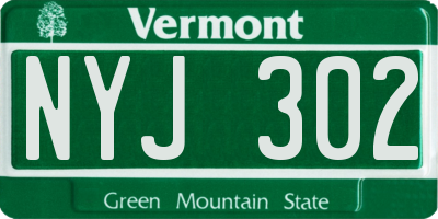 VT license plate NYJ302