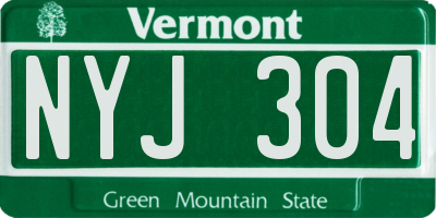 VT license plate NYJ304