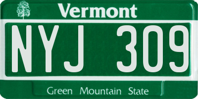 VT license plate NYJ309