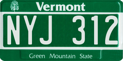 VT license plate NYJ312