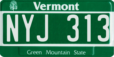 VT license plate NYJ313