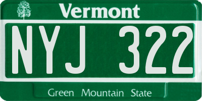 VT license plate NYJ322