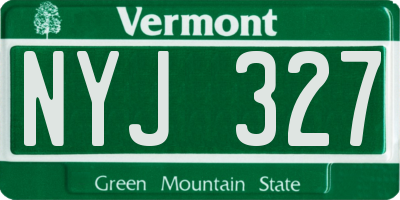 VT license plate NYJ327
