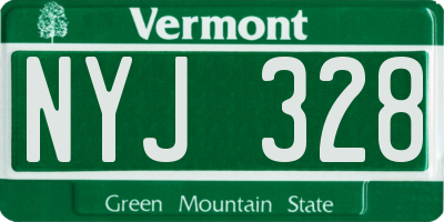 VT license plate NYJ328