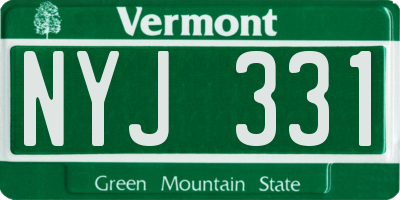 VT license plate NYJ331