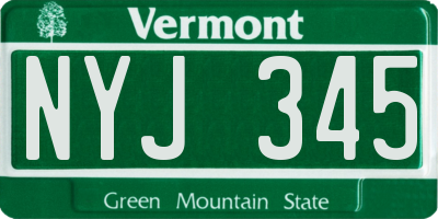 VT license plate NYJ345