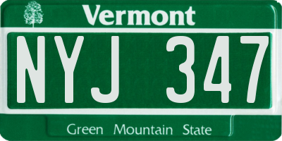 VT license plate NYJ347