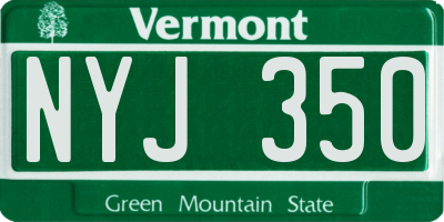 VT license plate NYJ350