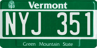 VT license plate NYJ351