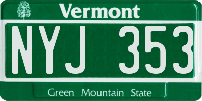 VT license plate NYJ353