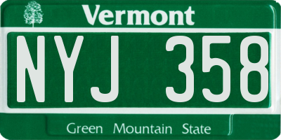VT license plate NYJ358