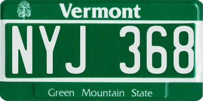 VT license plate NYJ368