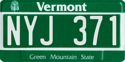 VT license plate NYJ371