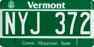 VT license plate NYJ372