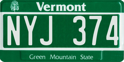 VT license plate NYJ374