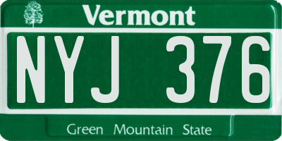 VT license plate NYJ376
