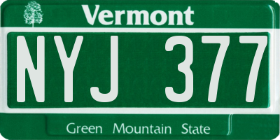 VT license plate NYJ377