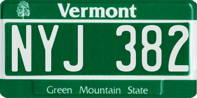 VT license plate NYJ382