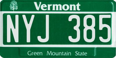 VT license plate NYJ385
