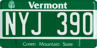 VT license plate NYJ390