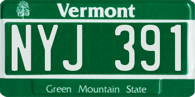 VT license plate NYJ391