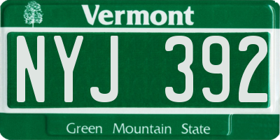 VT license plate NYJ392