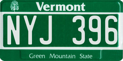 VT license plate NYJ396