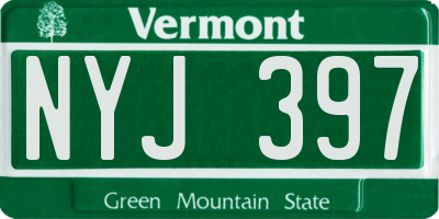 VT license plate NYJ397