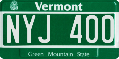 VT license plate NYJ400