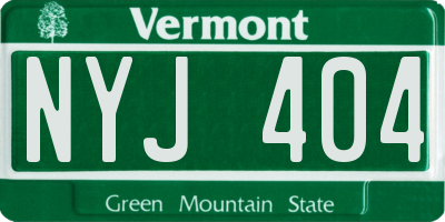 VT license plate NYJ404