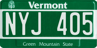 VT license plate NYJ405