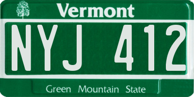 VT license plate NYJ412