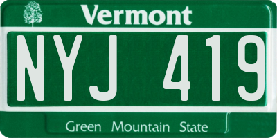 VT license plate NYJ419