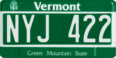 VT license plate NYJ422
