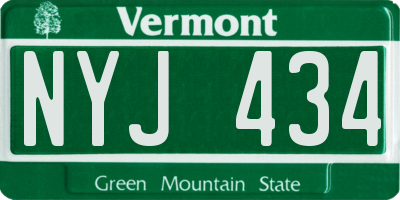 VT license plate NYJ434