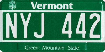 VT license plate NYJ442