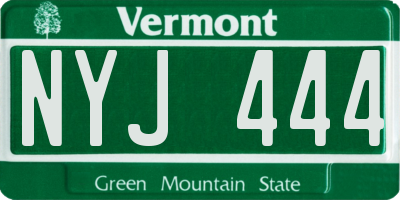 VT license plate NYJ444