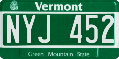 VT license plate NYJ452