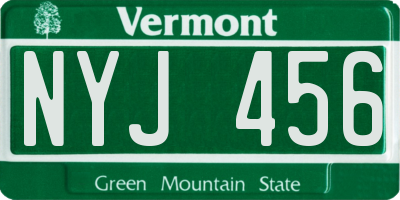 VT license plate NYJ456