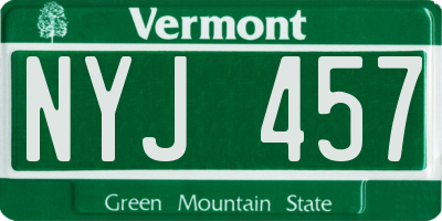 VT license plate NYJ457