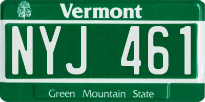 VT license plate NYJ461