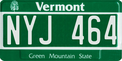 VT license plate NYJ464