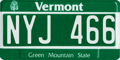 VT license plate NYJ466