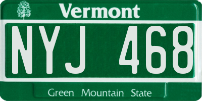 VT license plate NYJ468