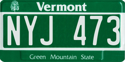 VT license plate NYJ473