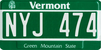 VT license plate NYJ474