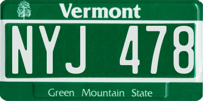 VT license plate NYJ478