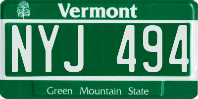 VT license plate NYJ494