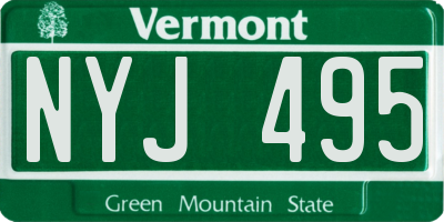VT license plate NYJ495