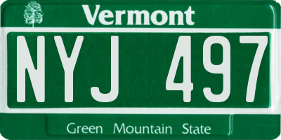 VT license plate NYJ497
